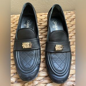 Authentic Chanel black loafers